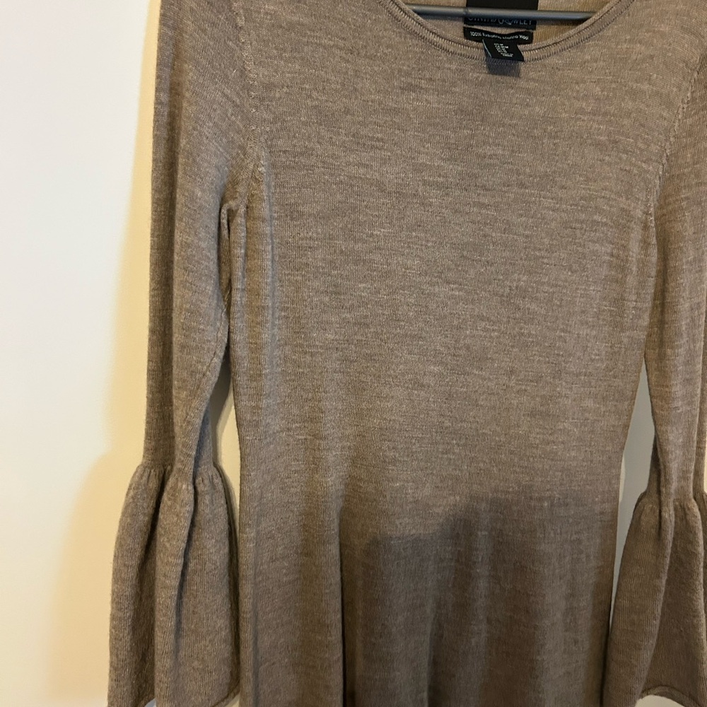 Cynthia Rowley Taupe Long Wool Sleeve Dress - Picture 4 of 6